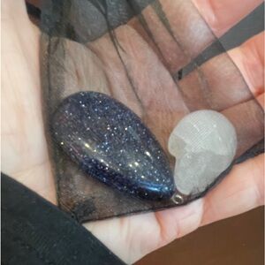 Monkstone Pendant with copper flecks + mini stone skull (Set)